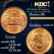 1953 Mexico 20 Centavos Santos Collection KM# 439 Grades GEM+ Unc RB