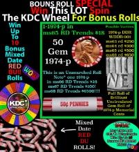 INSANITY The CRAZY Penny Wheel 1000s won so far, WIN this 1974-p BU RED roll get 1-10 FREE Grades