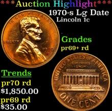 Proof ***Auction Highlight*** 1970-s Lg Date Lincoln Cent 1c Graded GEM+++ Proof Rd DCAM BY USCG (fc