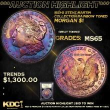 ***Auction Highlight*** 1921-s Morgan Dollar Steve Martin Collection Rainbow Toned $1 Graded GEM Unc