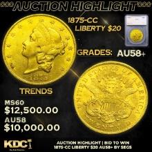 ***Auction Highlight*** 1875-cc Gold Liberty Double Eagle $20 Graded au58+ BY SEGS (fc)