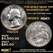 ***Auction Highlight*** 1776-1976-p Washington Quarter Near Top Pop! 25c Graded ms67+ By SEGS (fc)
