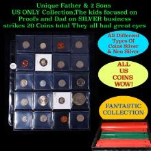 Unique Father & 2 Sons US ONLY Collection,The kids focused on Proofs and Dad on SILVER business stri