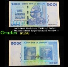 2007-2008 Zimbabwe (ZWR 3rd Dollar) 1 Million Dollars Hyperinflation Note P# 77 Grades Choice AU/BU