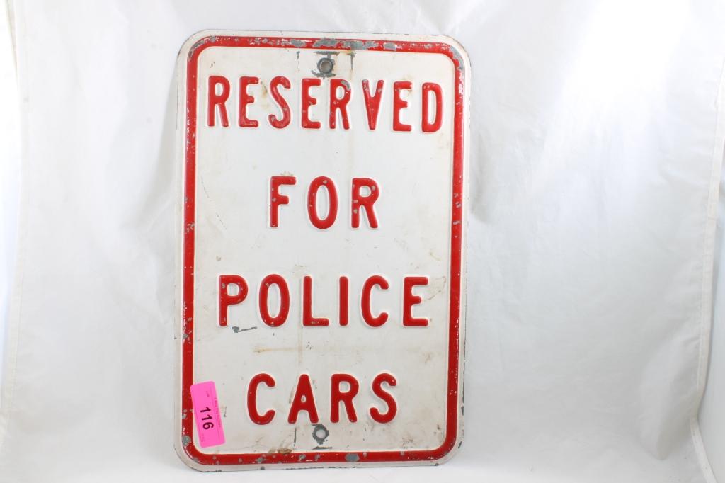 Reserved for Police Cars Steel Sign 18"x12"