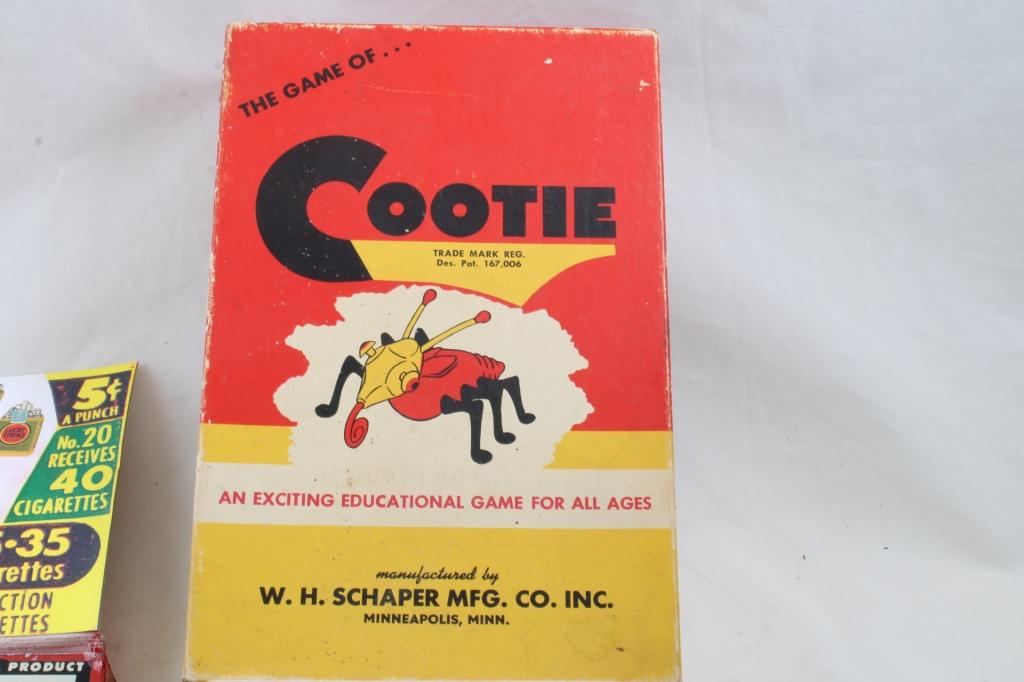 2 Five Cent Punchboards, 1949 Cootie Game