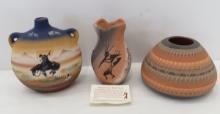 3 pieces Native American style pottery