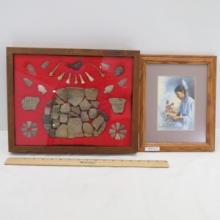Native American Artifact shadowbox & print