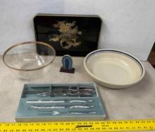 Carving Set, Bowls, Tray, Geode