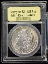 1887 Morgan Dollar Mint Error USCG MS66 Plus