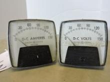Pair of General Electric D-C VOLTS / Volt Meter / 0-150V / 50-162011PZPZ2