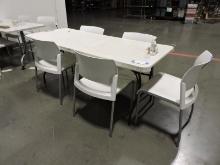 5 Matching Modern Chairs and a Folding Table