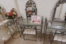 Glass Mirror. Table, Shelf, Chair