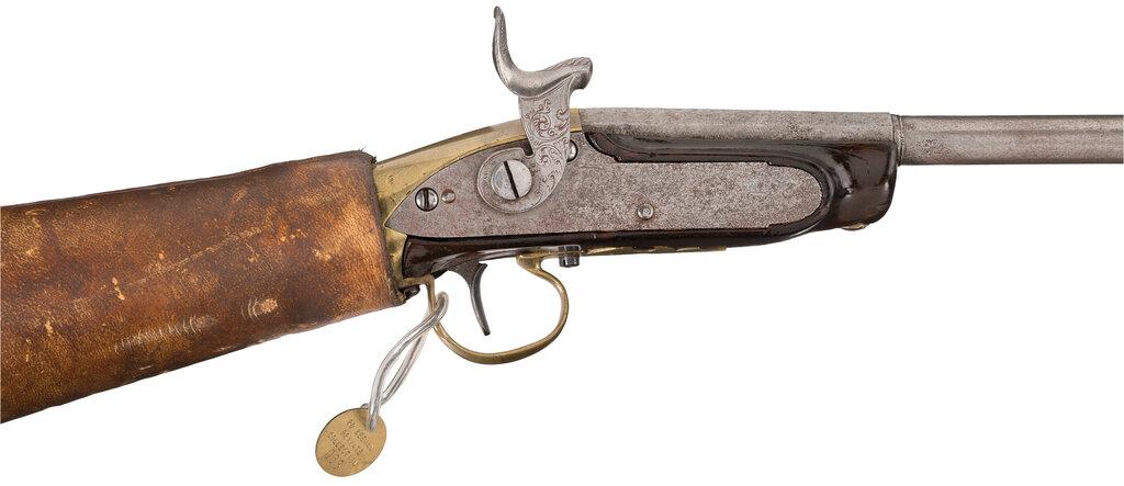 19th Century European Stock Reservoir Screw Barrel Air Gun