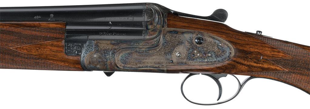 Engraved Charles Lancaster Sidelock Over/Under Shotgun with Case