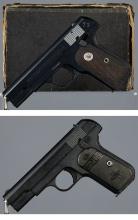 Two Colt Model 1903 Pocket Hammerless Semi-Automatic Pistols