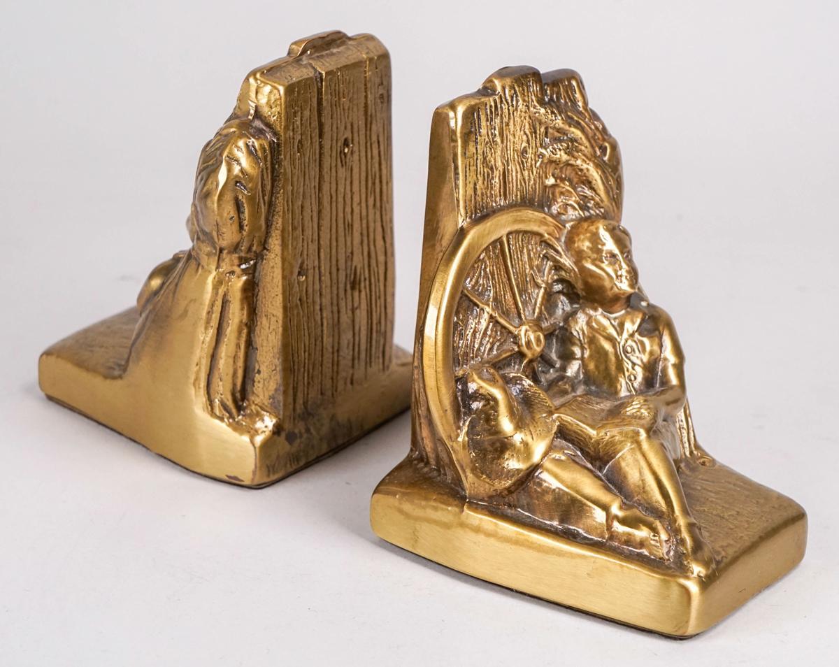 Vintage  Bookends w/ Country Boy & Wagon Wheel