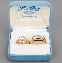 Gold Plated His & Her's Ring Set, Sz. 7.5 & 12