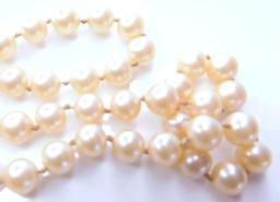 Large Strand Pearl Necklace, Faux