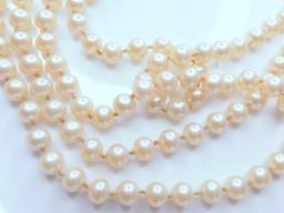 Large Strand Pearl Necklace, Faux