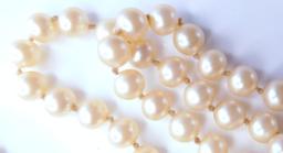 Large Strand Pearl Necklace, Faux