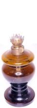 Amber Colored Glass Table Hurricane Oil Lamp, No Shipping