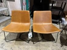 WEST ELM LEATHER SLOPE LOUNGE CHAIRS