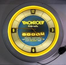 Vintage Monroe Shocks & Struts Lighted Advertising 21" Dealer Clock