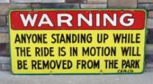 Rare Original Crystal Beach (Ontario, Canada) Amusement Park Roller Coaster Wooden Sign 28 x 56"