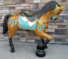 Outstanding Carved Wood Carousel Style 5 ft. Horse