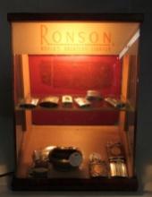 Antique Ronson "Worlds Greatest Lighter" Lighted Counter Display Cabinet/ With Lighters!