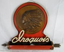 RARE Antique Iroquois Beer Metal & Masonite Lighted Sign