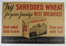 Antique Shredded Wheat Nabisco Cardboard Sign 12 x 18"