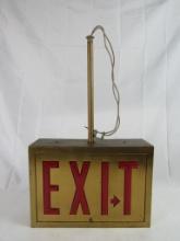 Antique Brass Hanging Dbl. Sided Lighted EXIT Sign