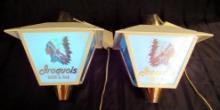Vintage Pair Iroquois Beer & Ale Rotating "Motion" Bar Lights/ Wall Sconces