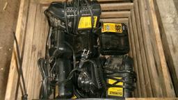 EGG CRATE w / 12 & 20 VOLT DEWALT CHARGERS, some new