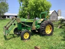 John Deere 2120 Diesel Tractor With Loader - Note Tractor - Has Engine Knock