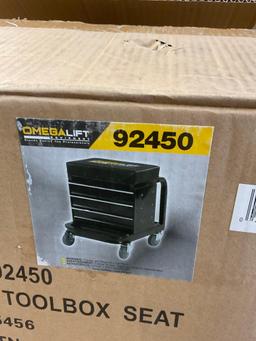Open box Omegalift tool box seat, 92450