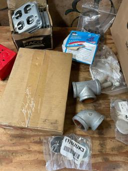 Large lot. Hose clamps over 50 pieces, wing nuts, conduit hole seals, mount, etc