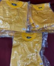 New, individually packed, small, men's, small, gold jersey. 25 pieces