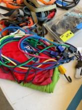 Bungee cords, & ratchet strap tie downs, storage bags.