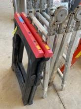12' hinge aluminum ladder & 2 sawhorses