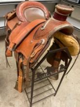17" Merriman saddle with saddle flank girth & saddle bag