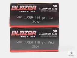 100 Rounds CCI Blazer 9mm Ammo. 115 Grain FMJ