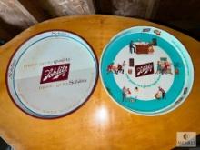 Two Vintage Schlitz Beer Trays from the 1950s and 1960s