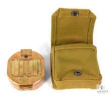 Stanley London Brass Mining Compass with Canvas Case