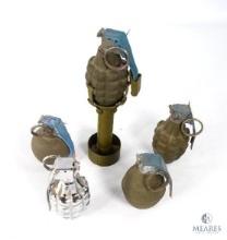 Five Inert Grenades - Four Hand Grenades and One Rifle Grenade