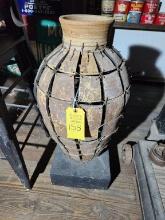 Clay & Metal Decorative Vase on Base