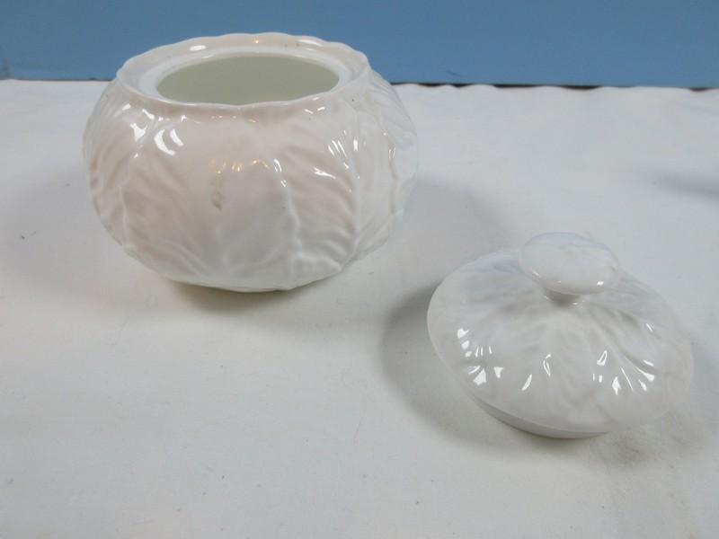 4pc Coalport Bone China Countryware Pattern All White Creamer & Covered Sugar Bowl