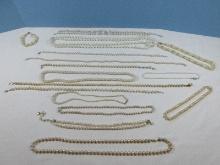 Faux Pearl Necklaces, Double Strand w/Faceted Accent Beads, Cluster Pearl Necklaces/Bracelet
